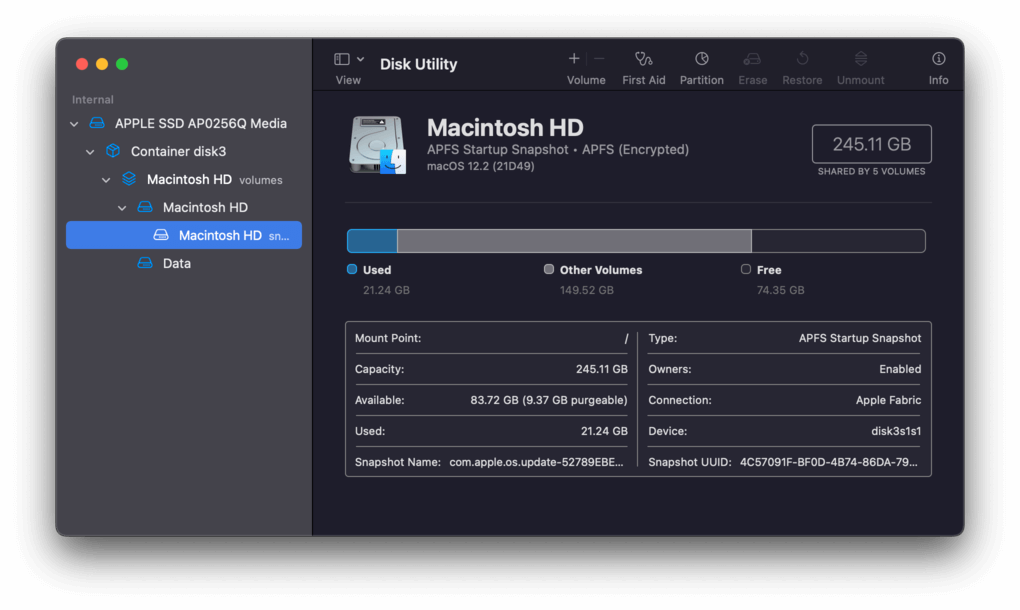 Disk Utility Interface
