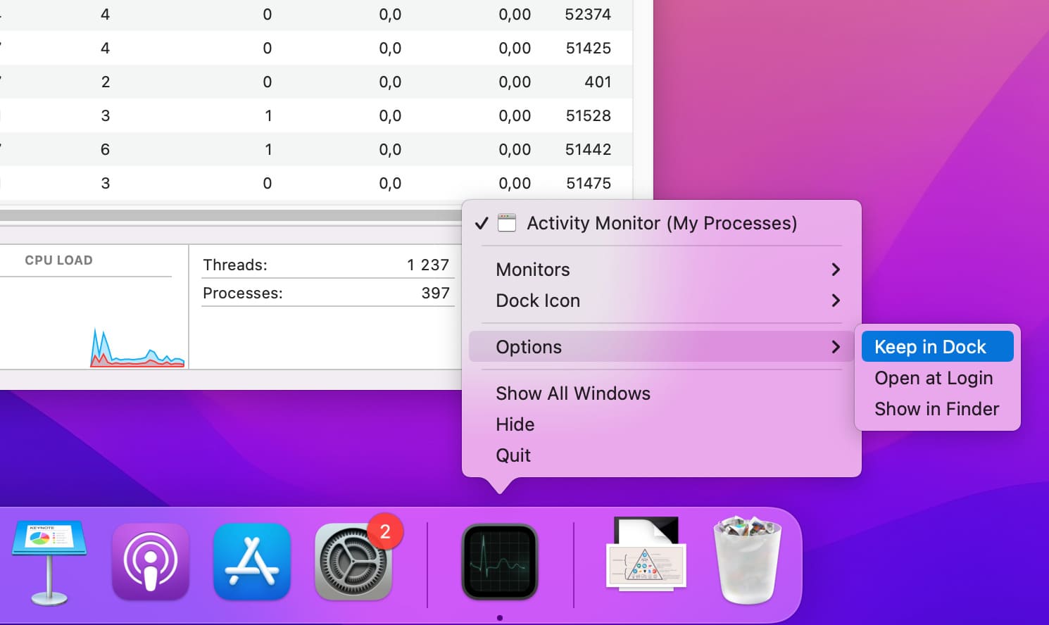 Keep Activity Monitor in Dock