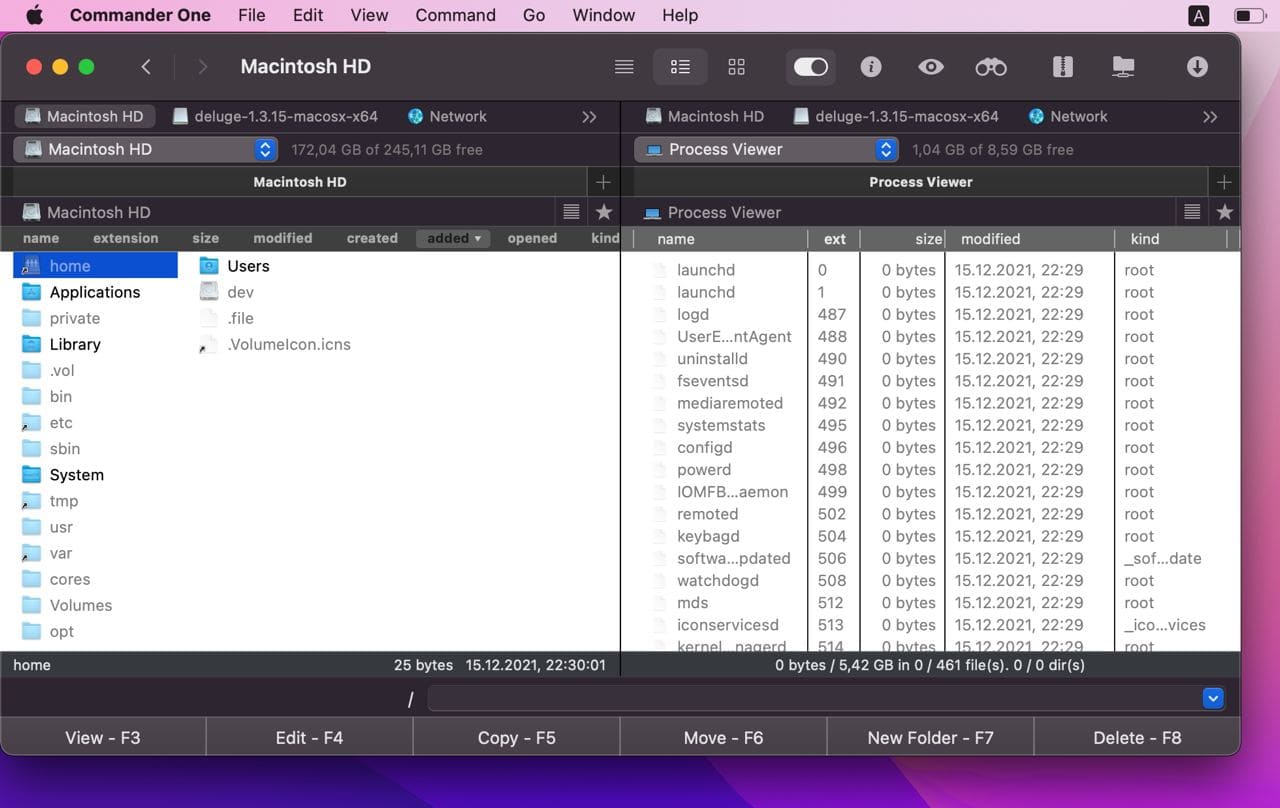 Commander One - Alternative app to open task manager on Mac