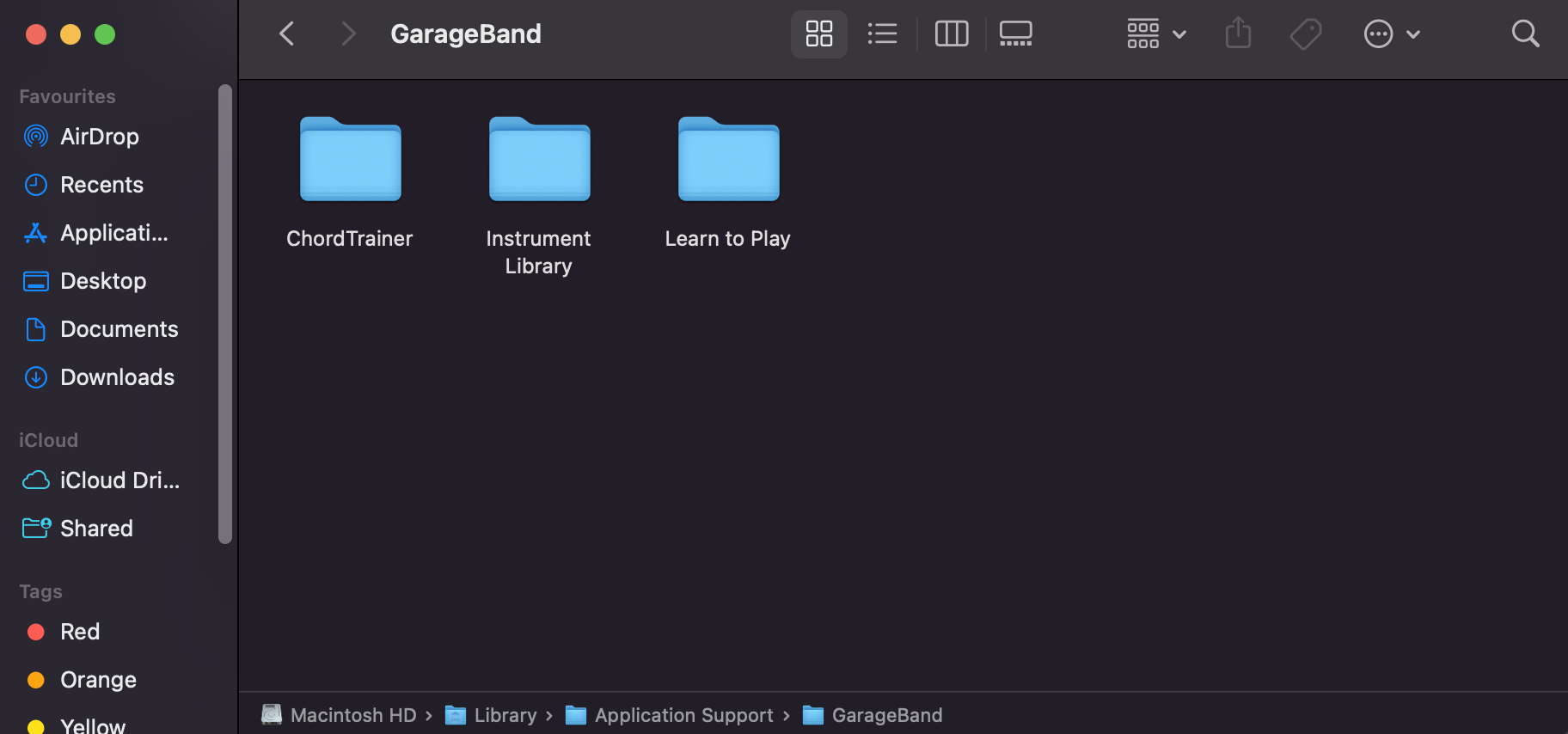 garageband library on mac
