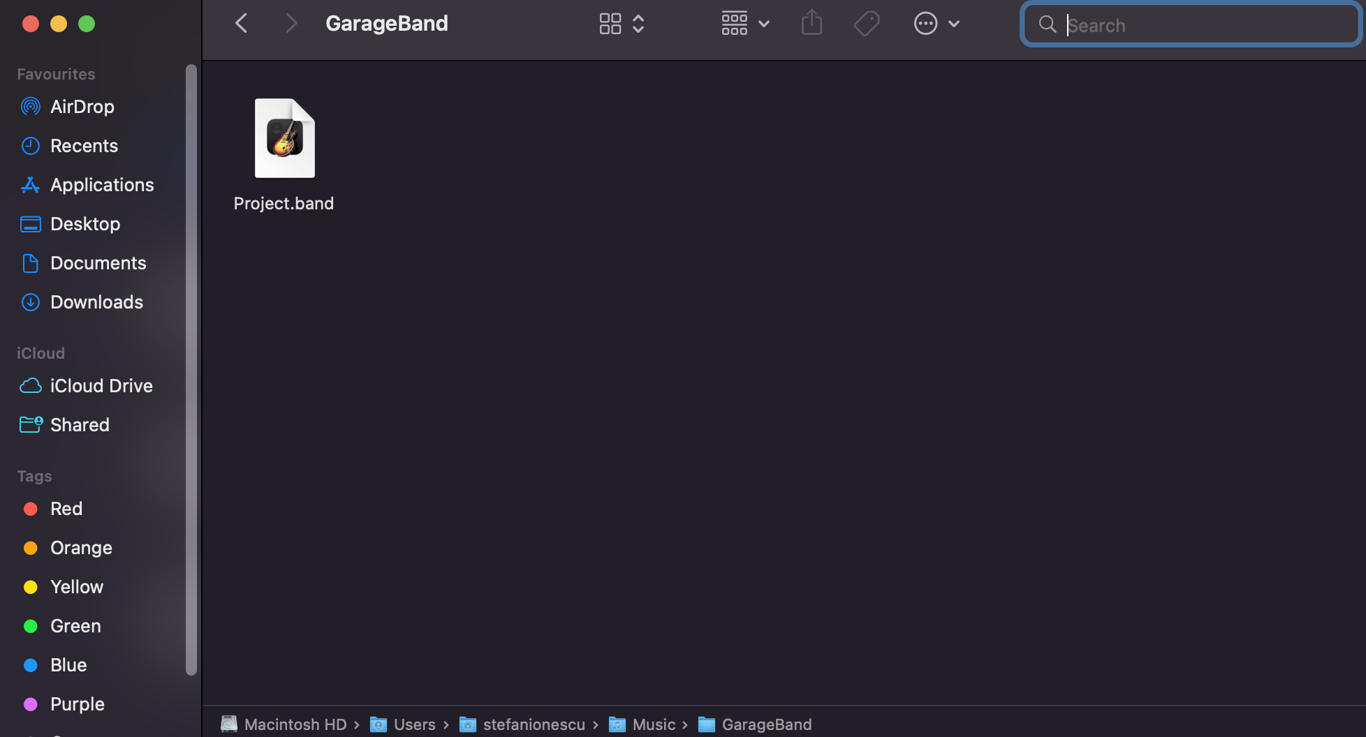 find garageband project