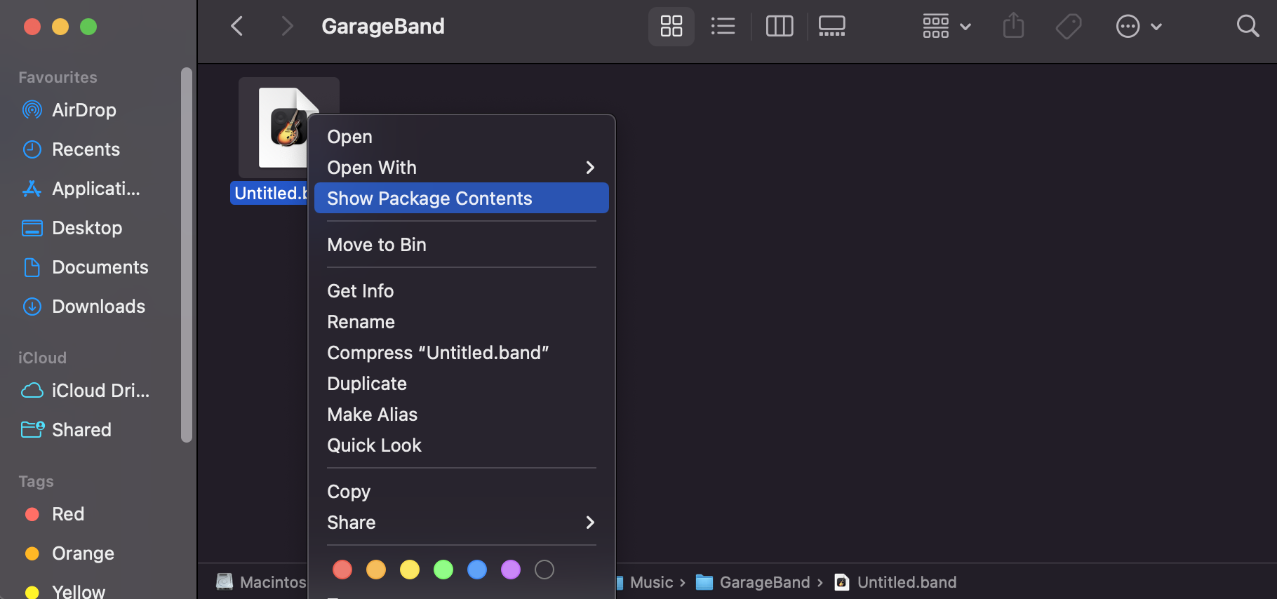 show package contents on mac
