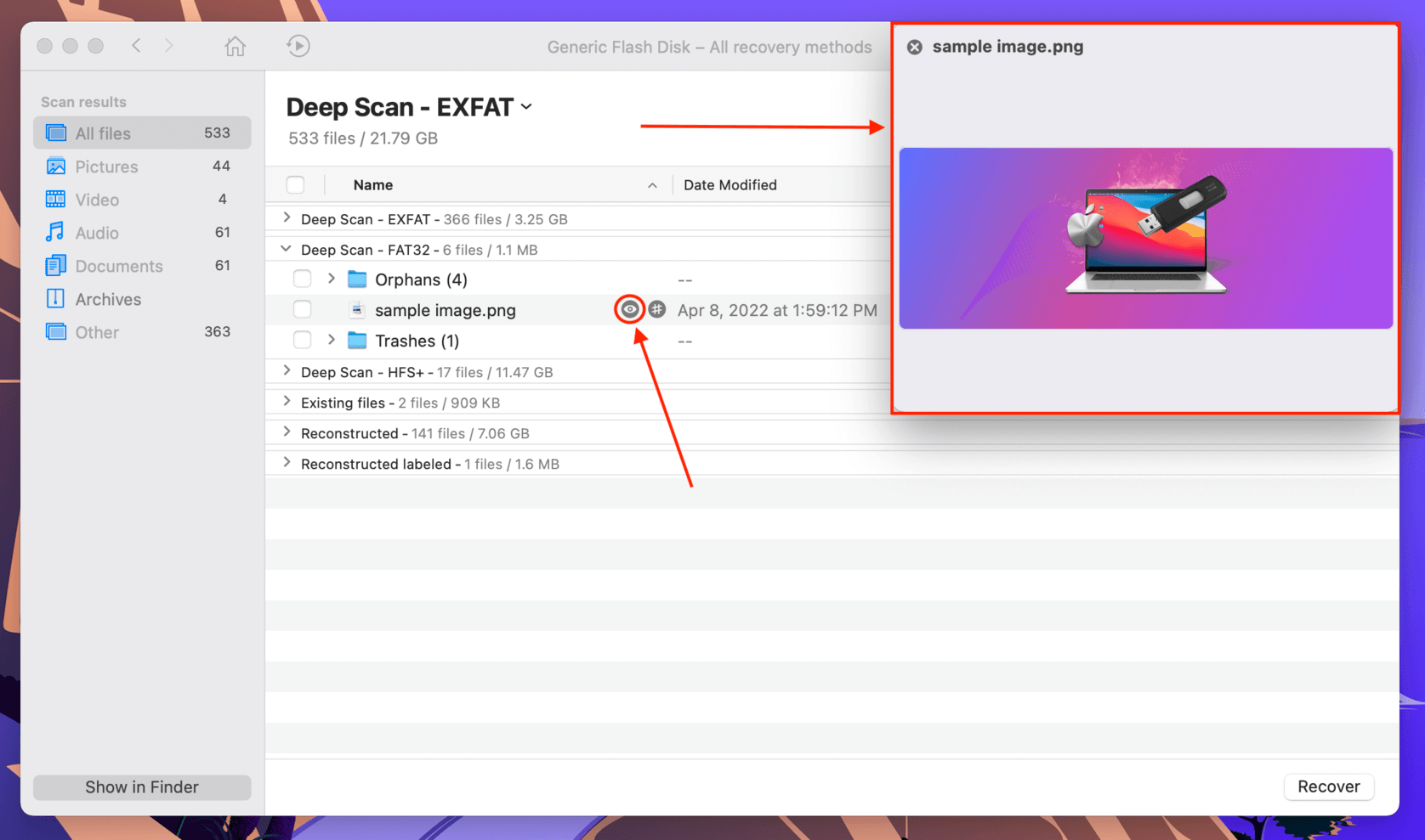 Disk Drill image preview