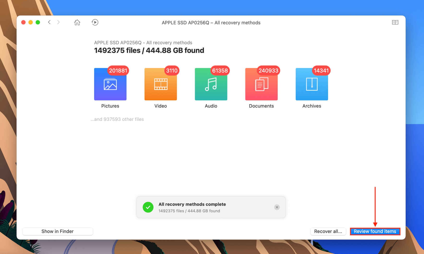 Disk Drill scanning screen