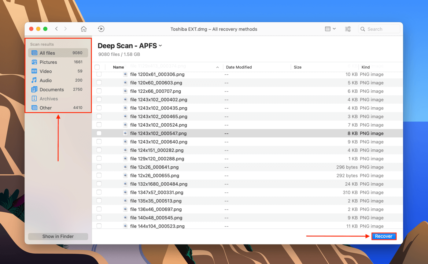 Disk Drill search bar and sidebar
