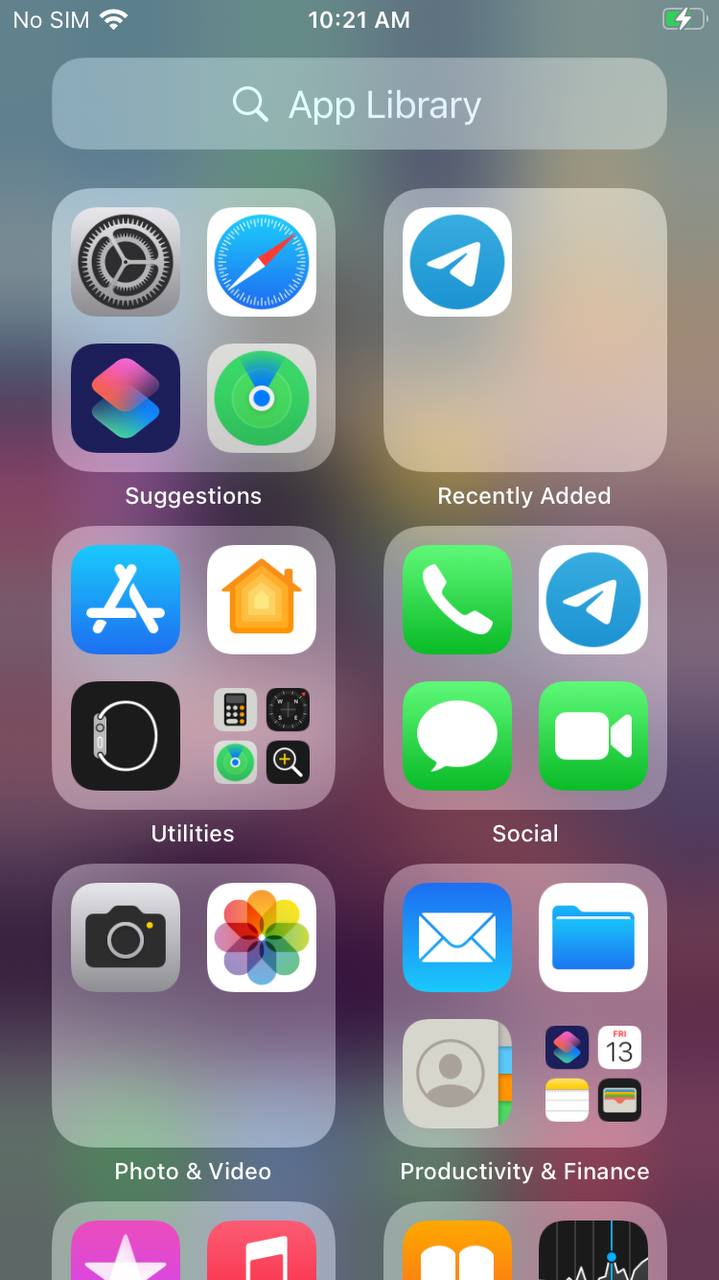 iPhone App Library screen