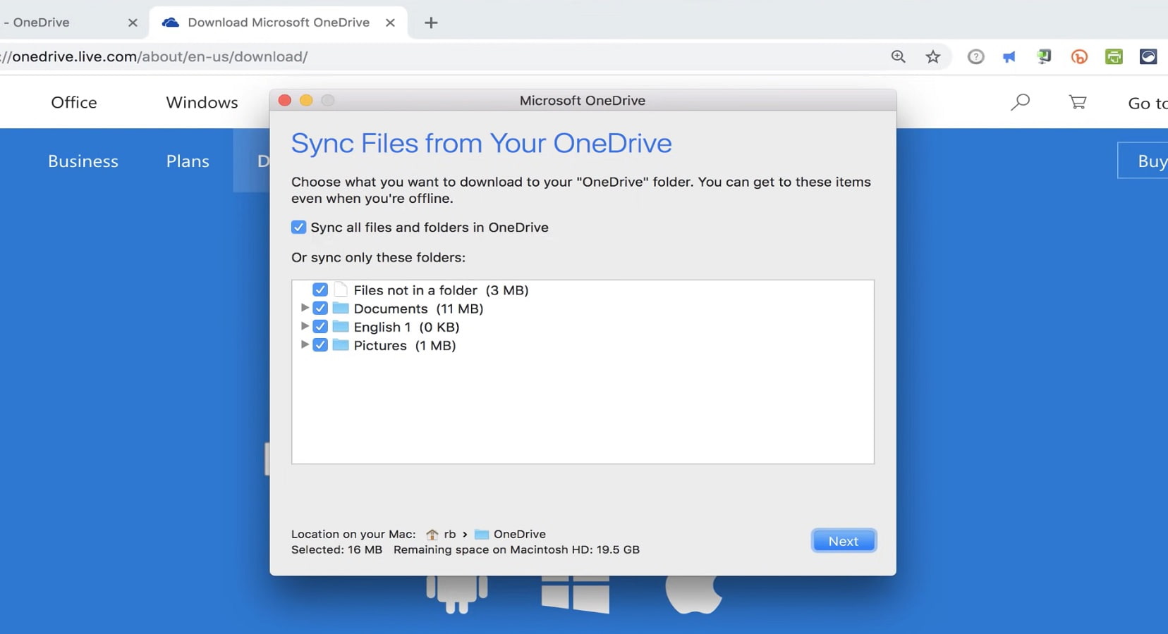 You can select the files you want to sync.