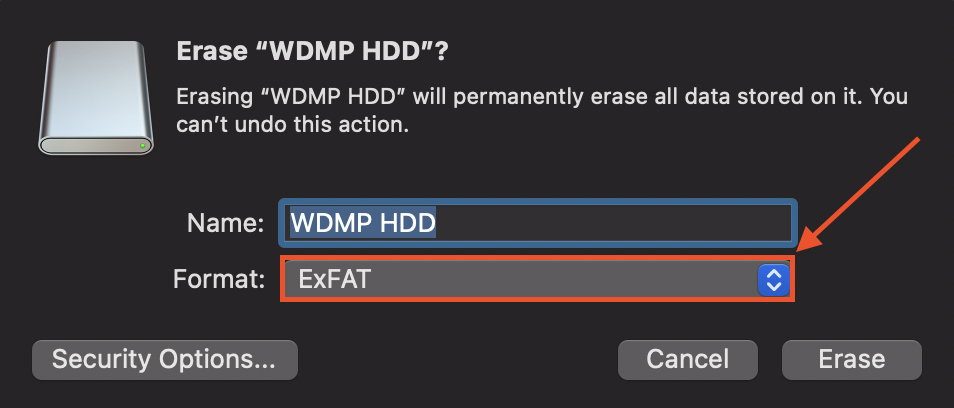 Disk Utility erase drive dialogue