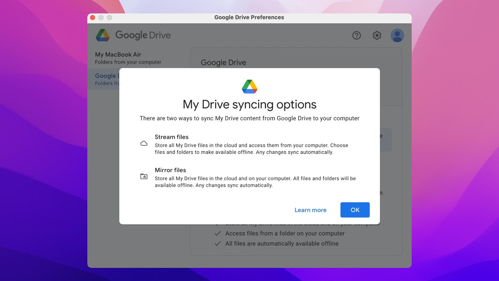 A big plus of Google Drive is instant synchronization with all your devices.