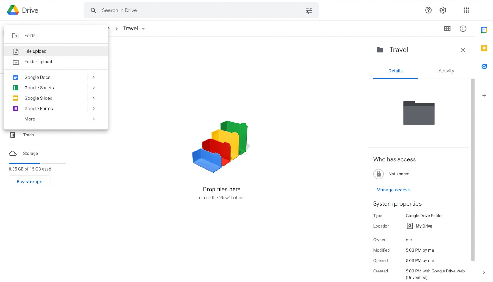 Uploading Files and Folders on the Google Drive
