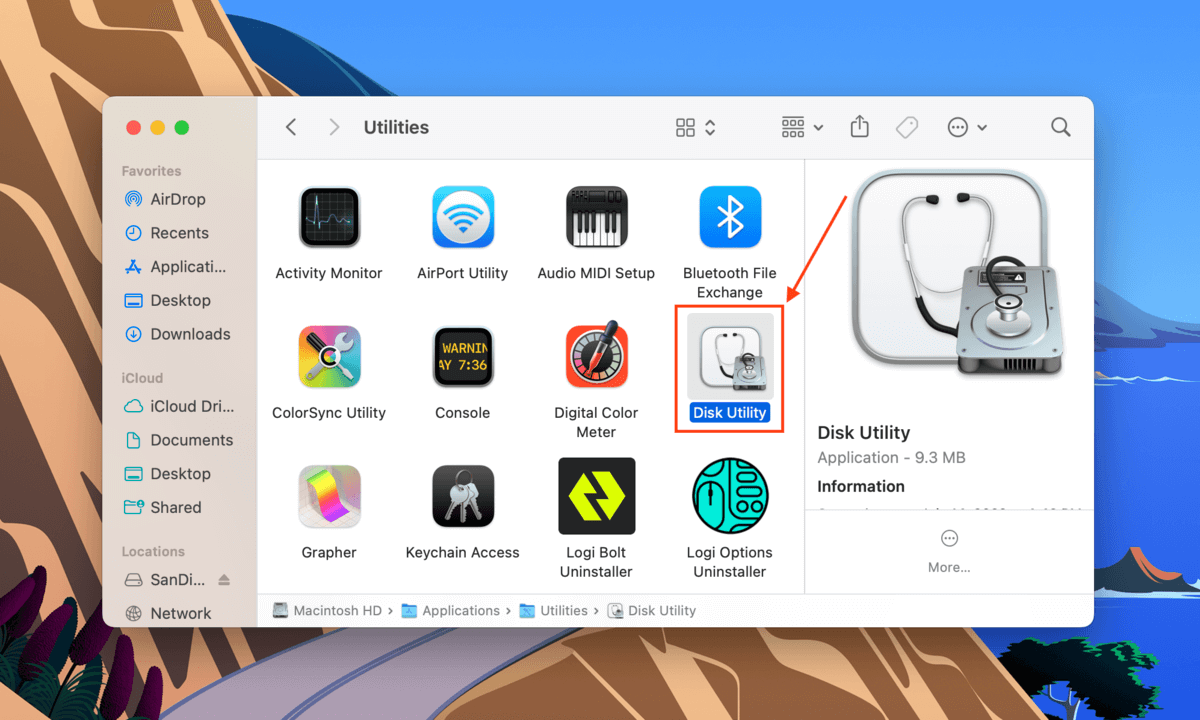 Disk utility icon in Finder