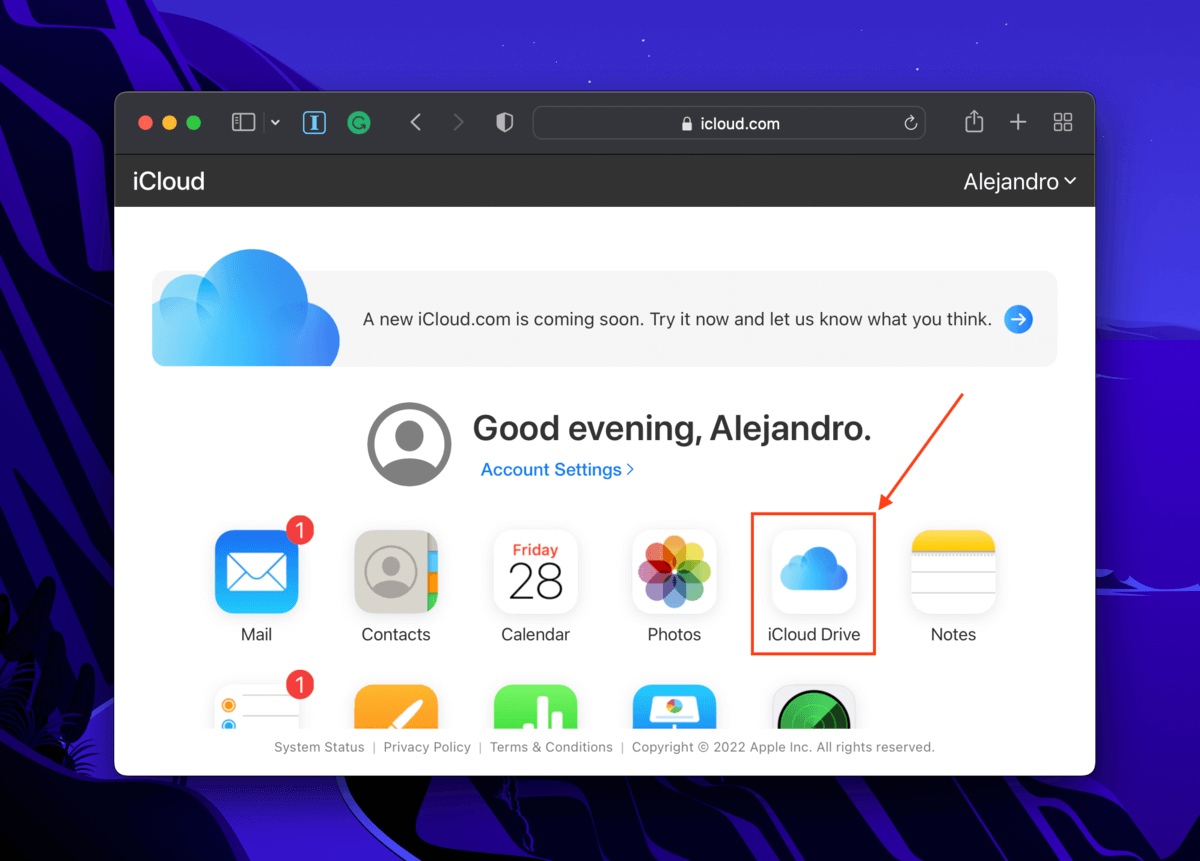 iCloud Drive icon in iCloud