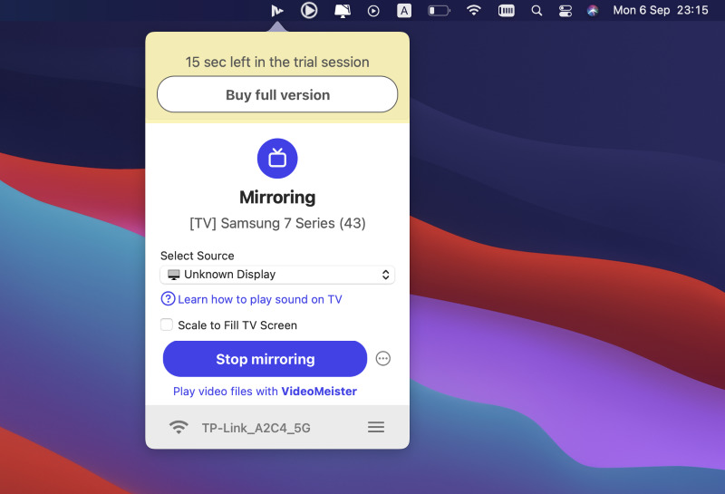 MirrorMeister is a free app that connects your Mac to Sony TV.