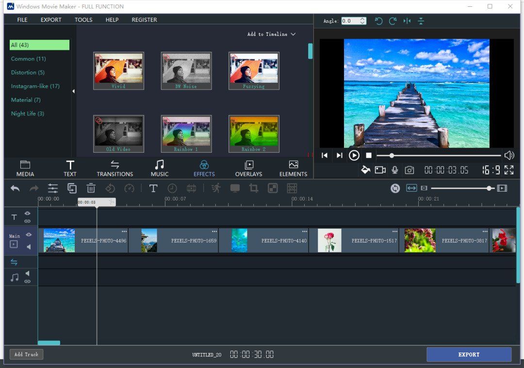 Windows Movie Maker interface.