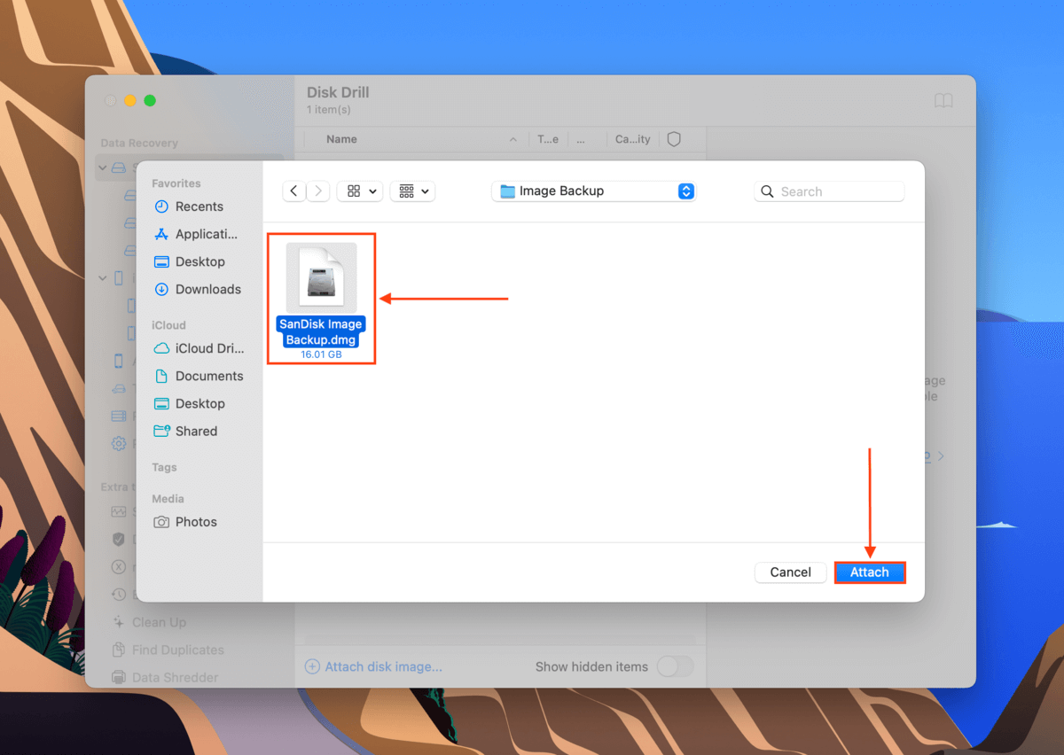 disk image selection in Finder