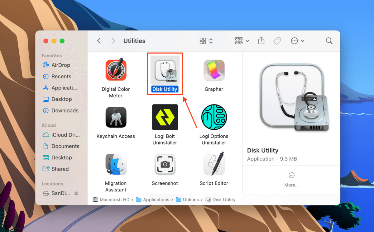 disk utility icon in Finder