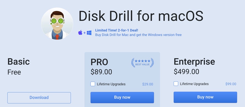 disk drill for mac pricing table