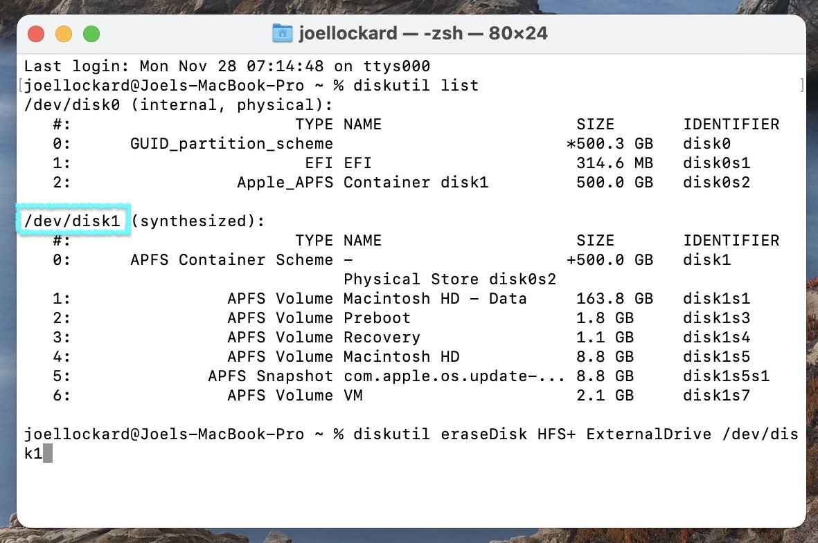 terminal formatting command