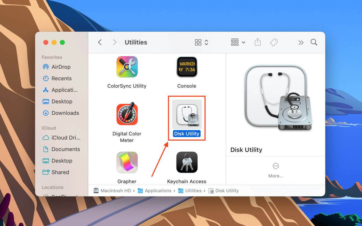 disk utility icon in Finder