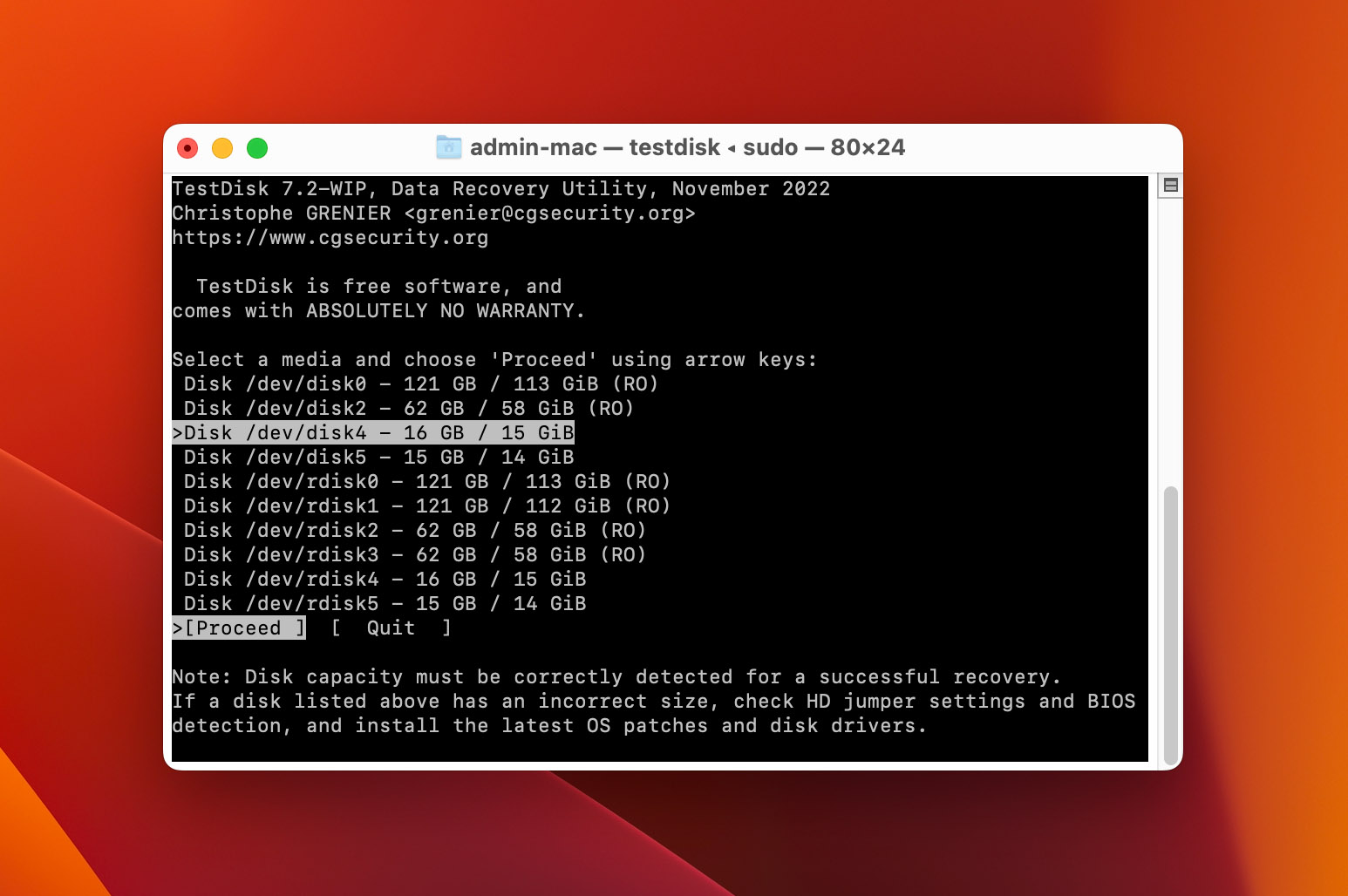 TestDisk select drive