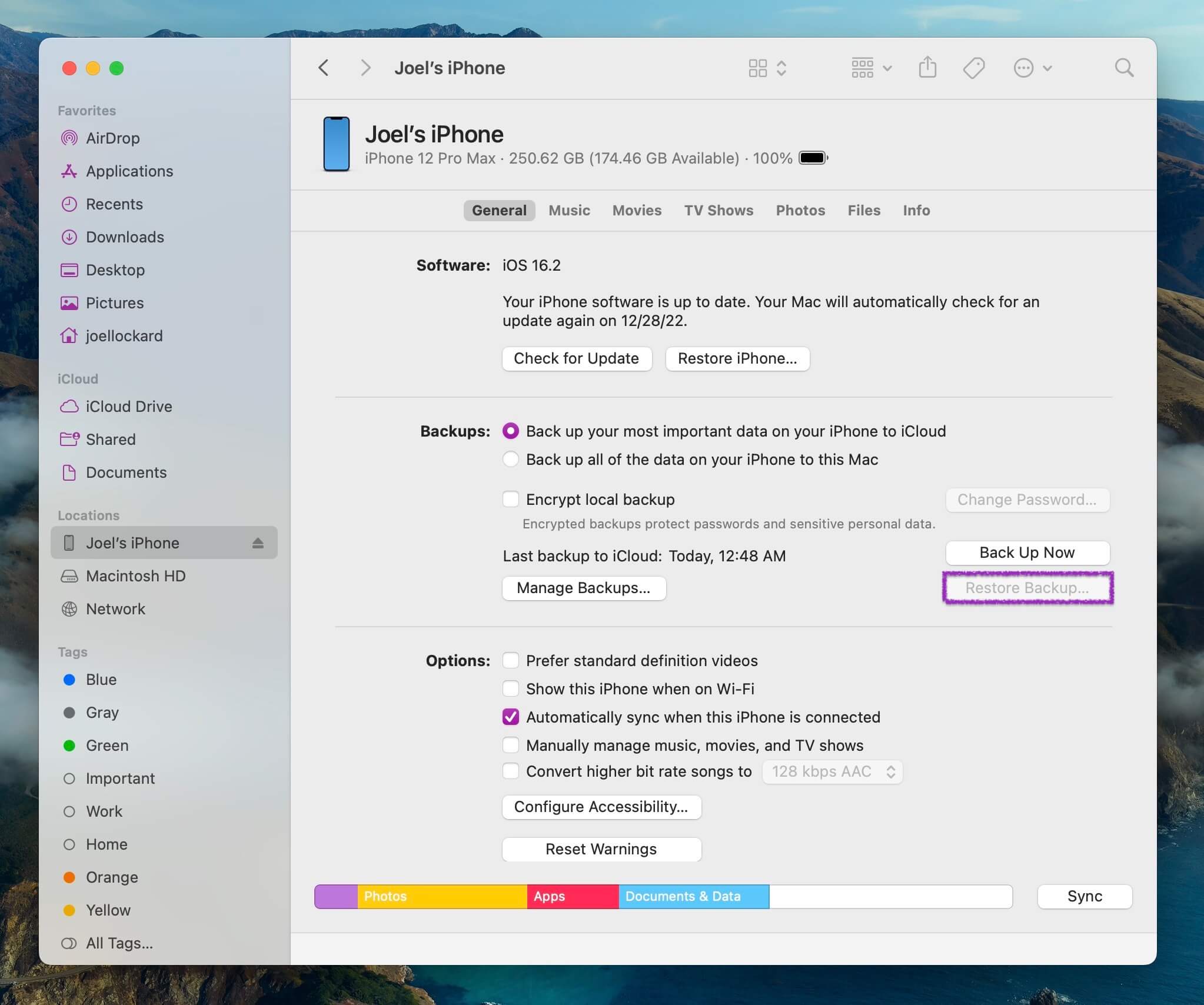 restore from a backup
