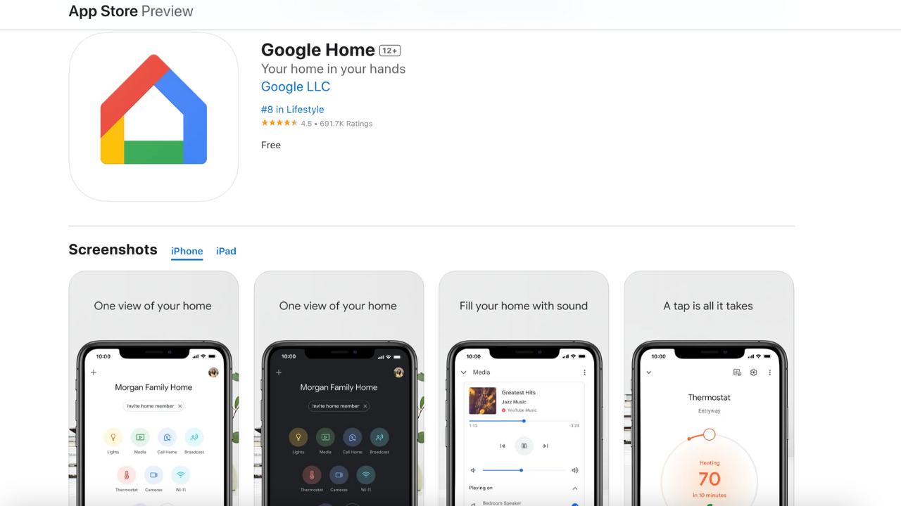 Google Home in the App Store