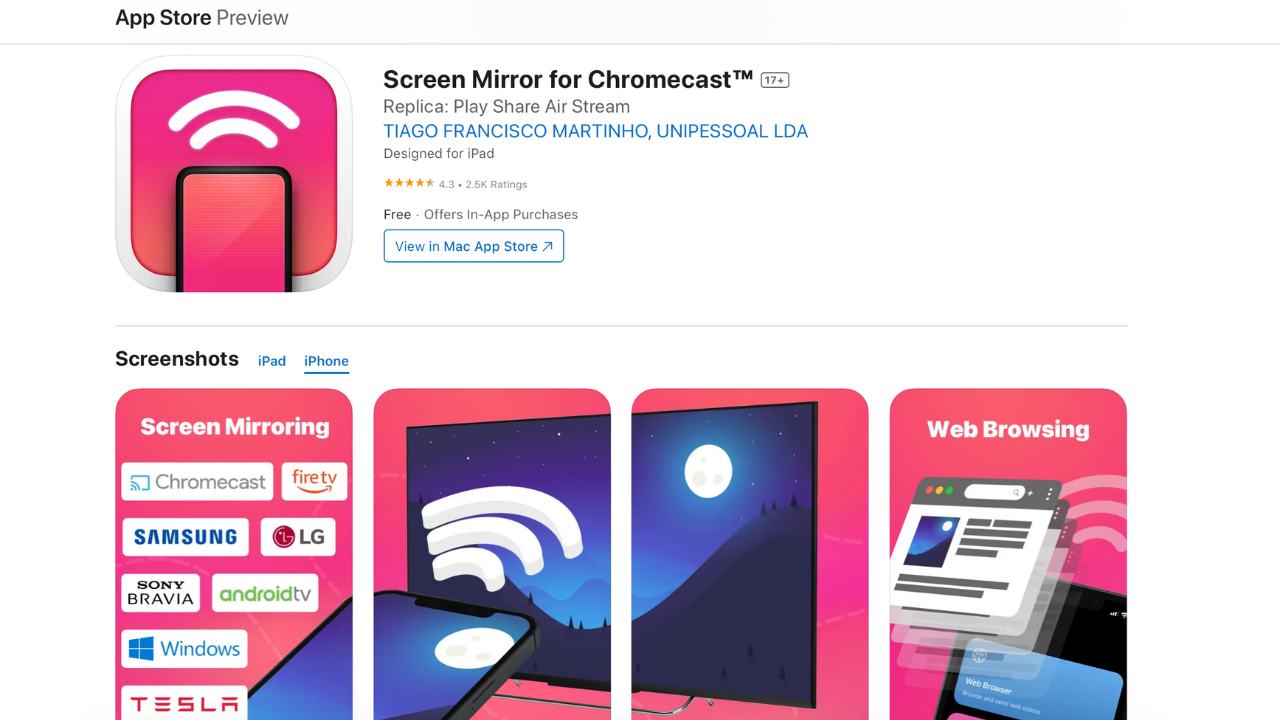 Screen Mirror for Chromecast in the App Store