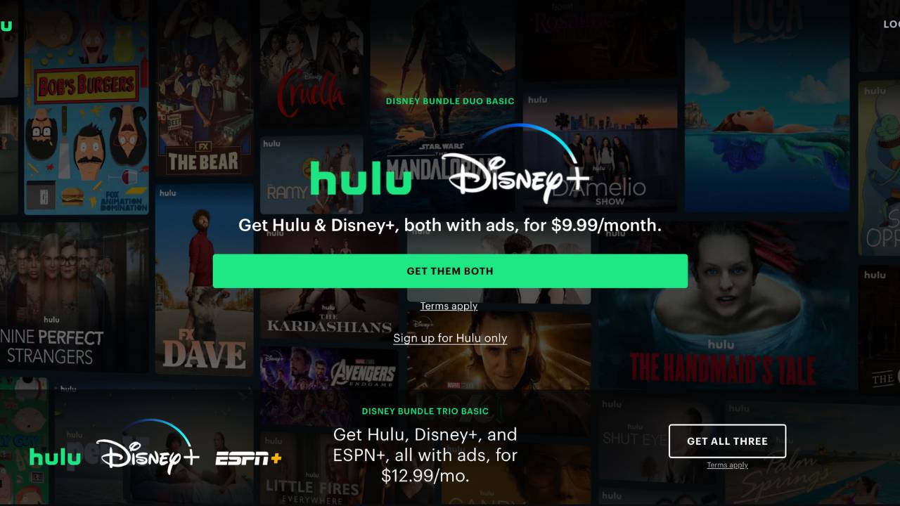 Hulu landing page Hulu landing page