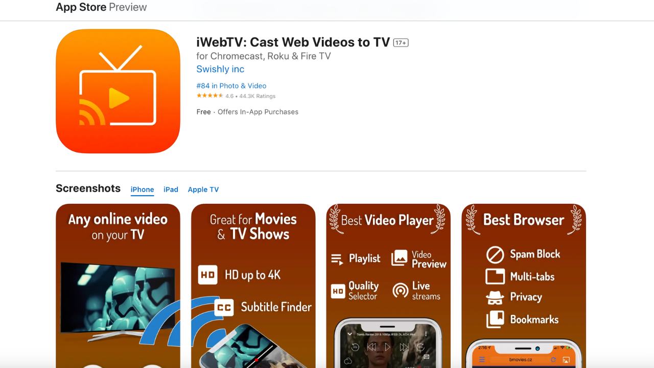 App result for iWebTV