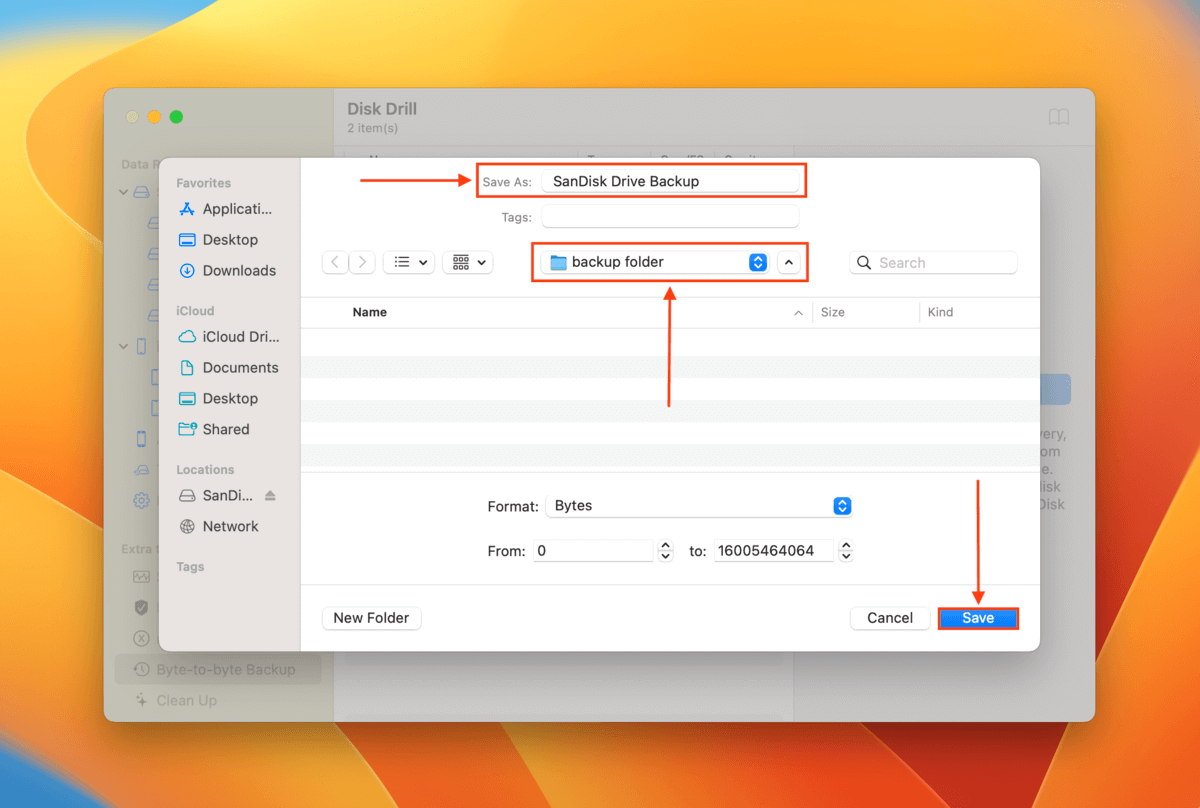 Disk Drill save backup dialogue