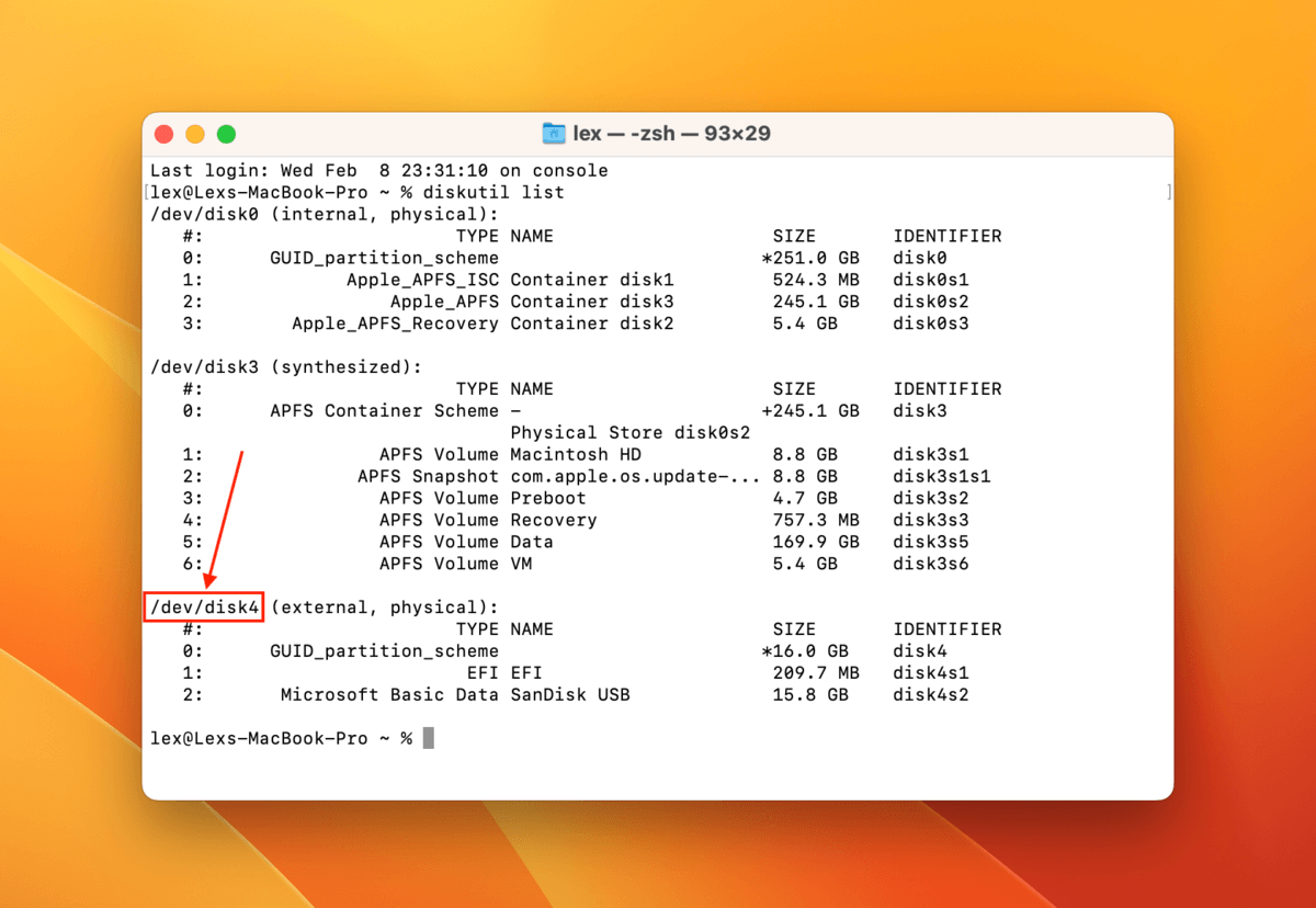 Disk Identifier in Terminal