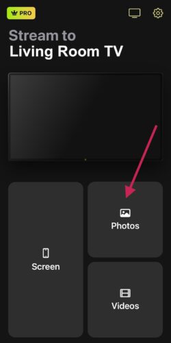 Tap on the Photos tile in the DoCast app