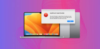 macos can't repair the disk