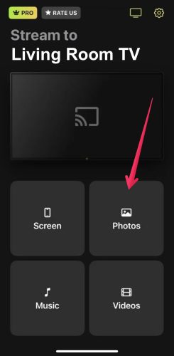 Tap on the Photos tile in DoCast