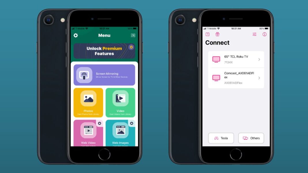 Screenshots of Screen Mirror app on iPhones