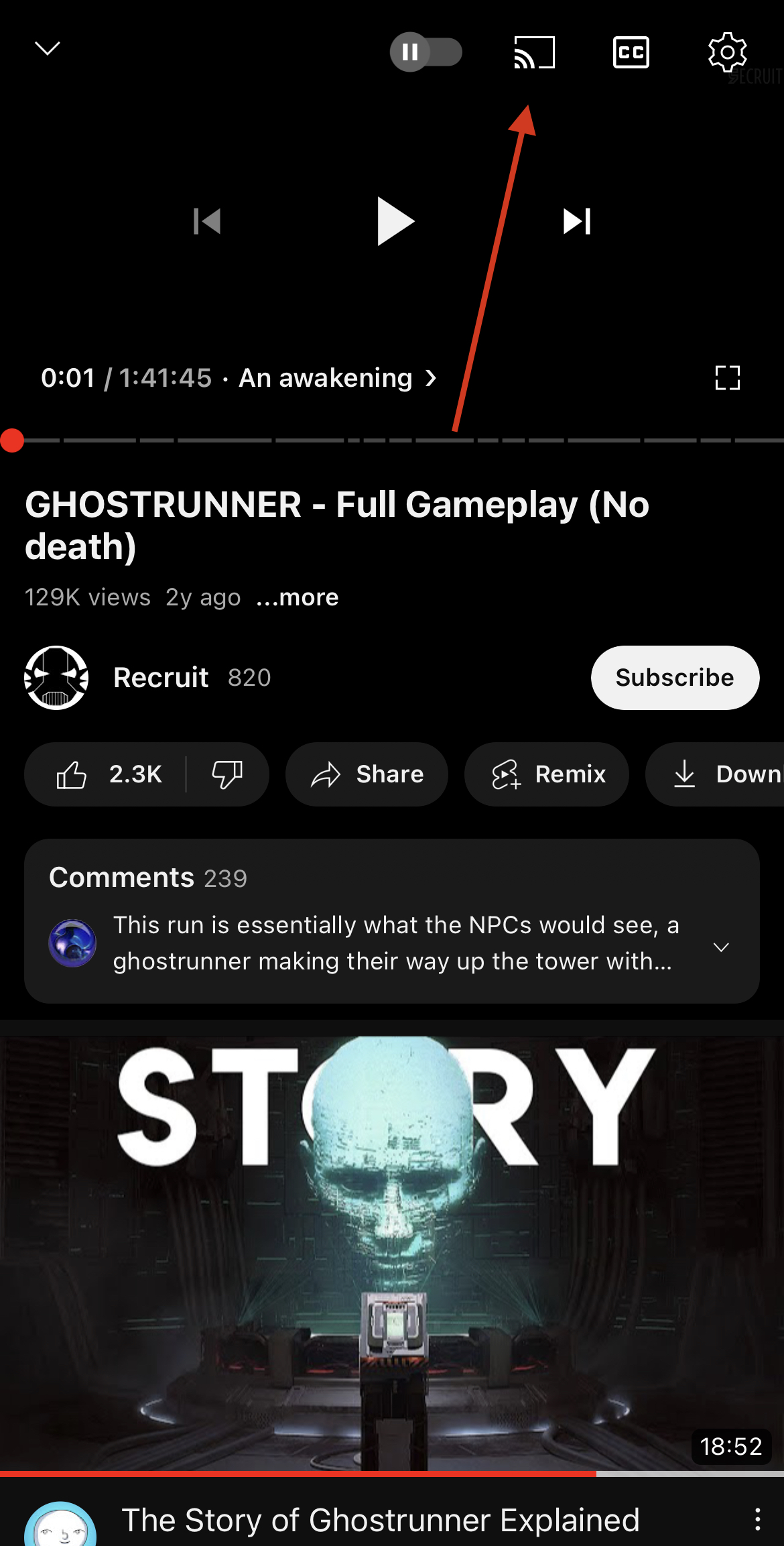 Casting a YouTube video from iPhone to TV