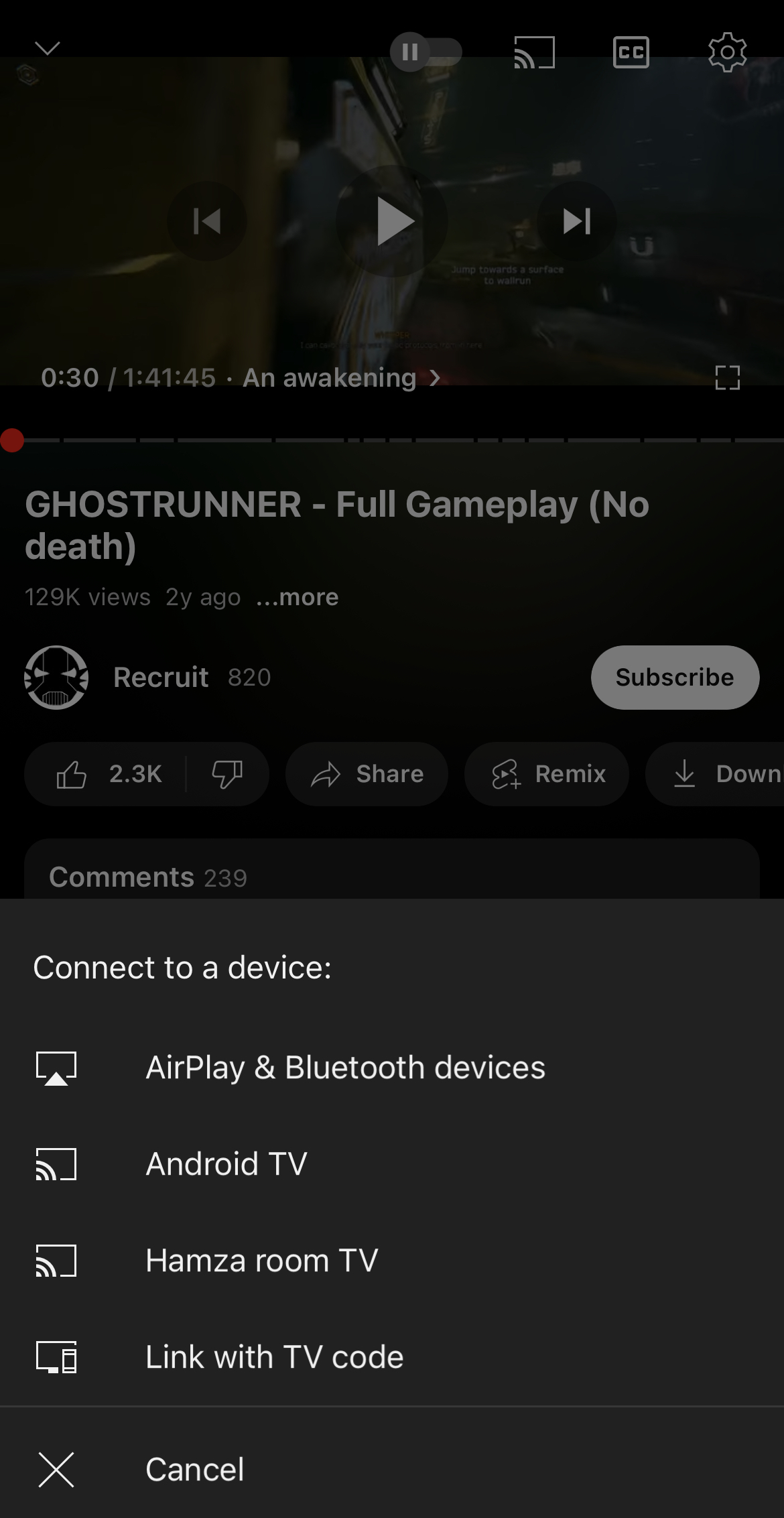 Connecting to a Chromecast device