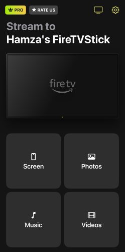 DoCast for Fire TV dashboard
