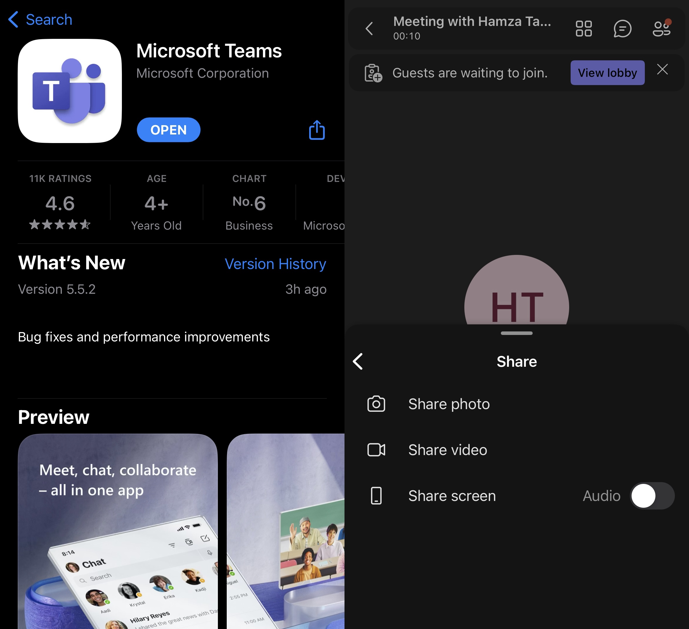 Sharing screens using Microsoft Teams