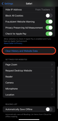 clear cache on iPhone