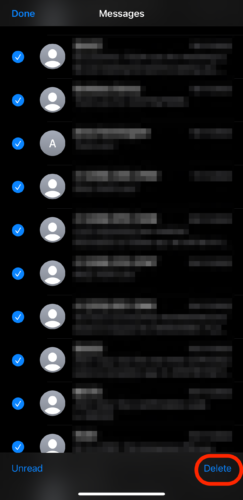 delete messages on iPhone