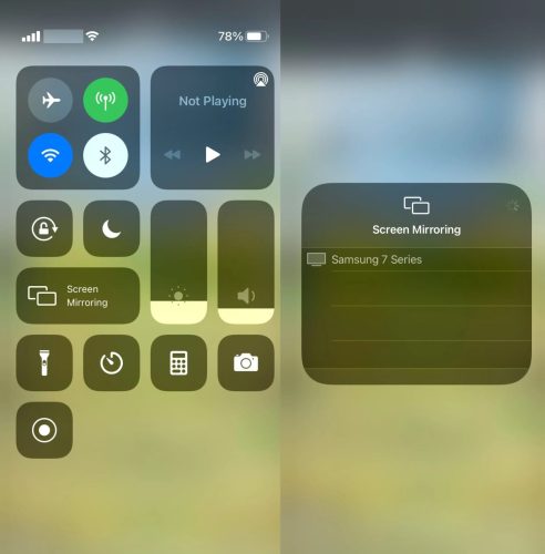 iPhone screen mirroring option