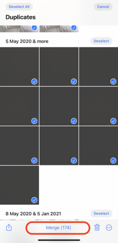 merge all photo duplicates iPhone