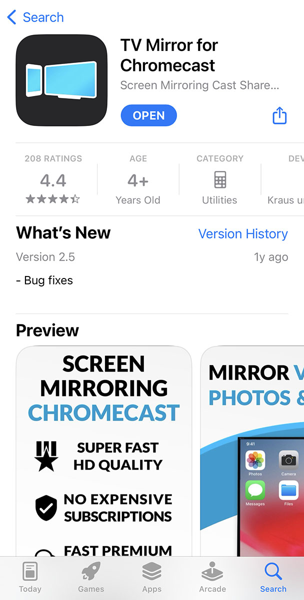 TV Mirror for Chromecast app on the App Store