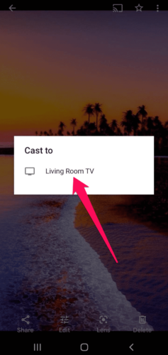 Select your Chromecast device on Android