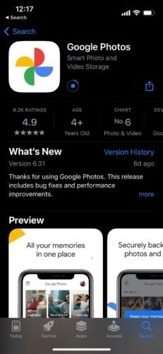 Download Google Photos from the App Store