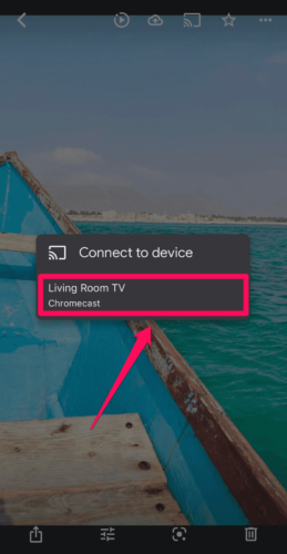Tap on your Chromecast in Google Photos