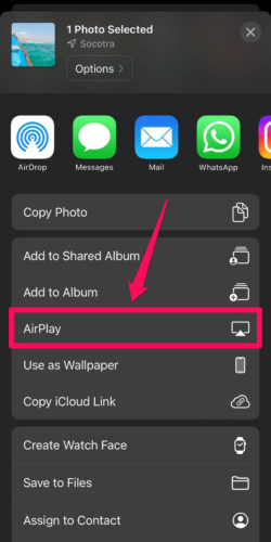 Tap AirPlay in the menu on iPhone