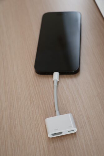 Connect the HDMI adapter to your iPhone