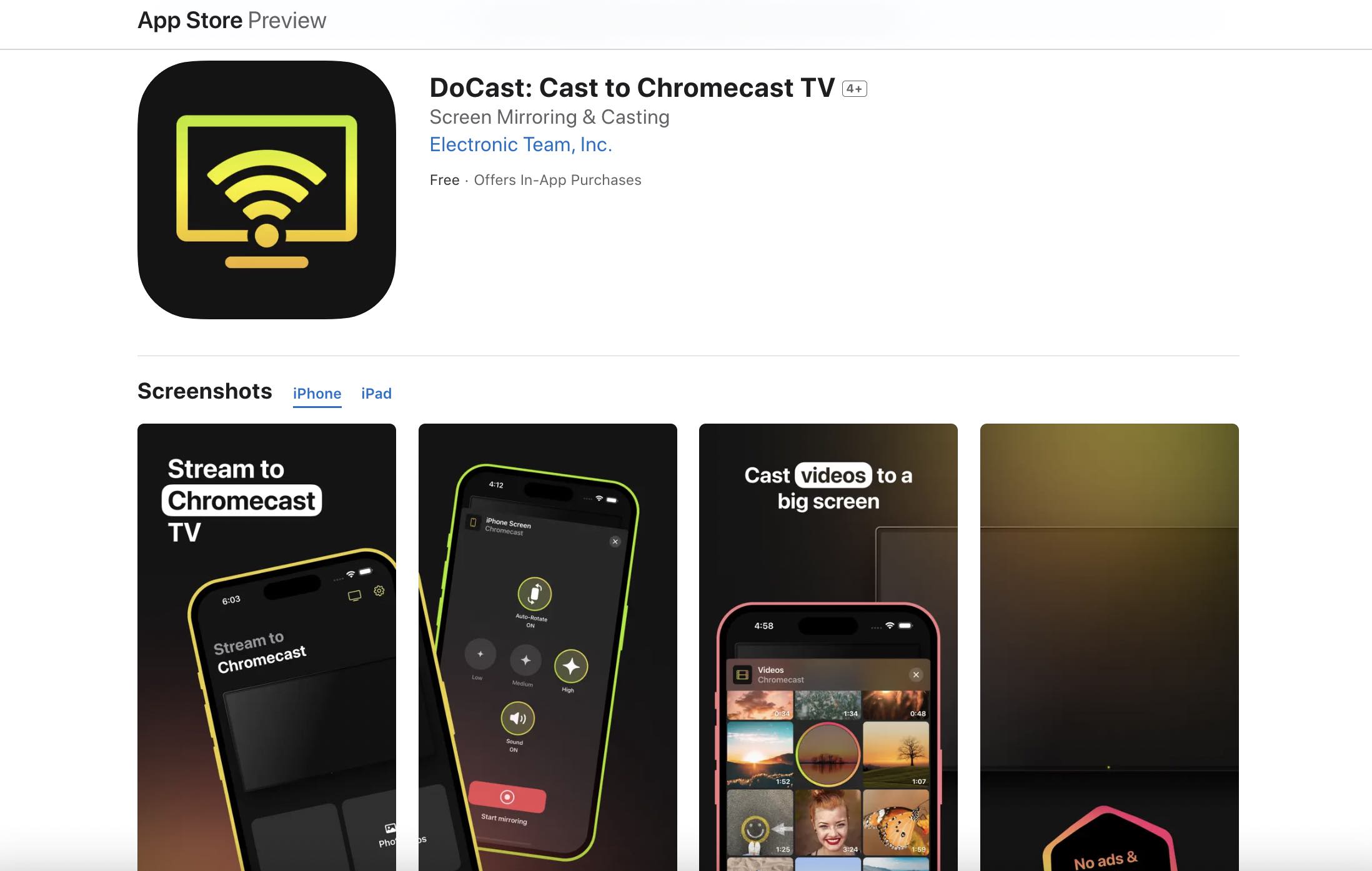 The DoCast app in the App Store